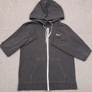 Nike Sportswear Jersey Full Zip Hoodie Women's‎ Medium Gray Hooded 614829